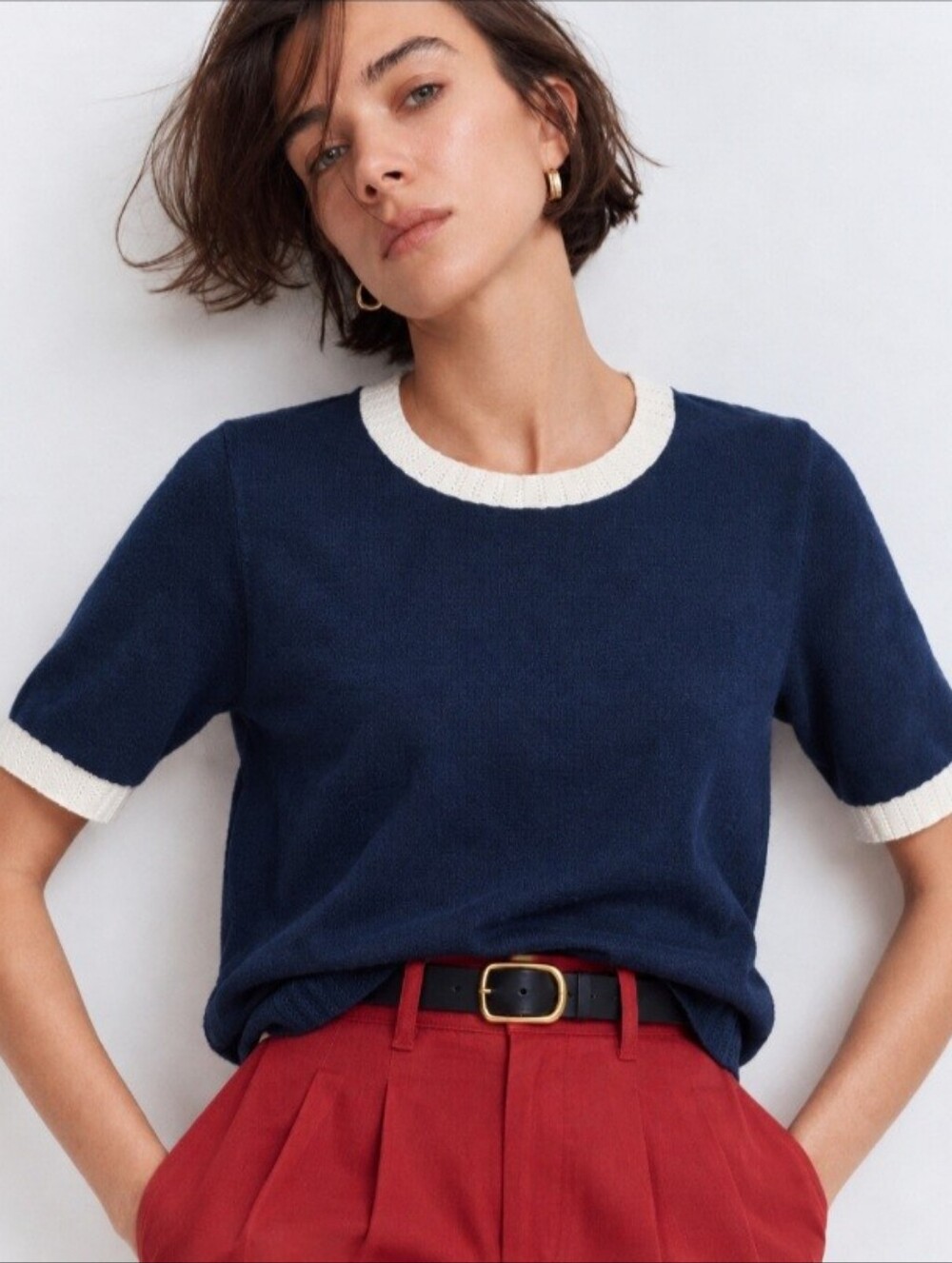 Boden Emilia Blue Short Sleeve Sweater Size Large NEW NWT Preppy Classic